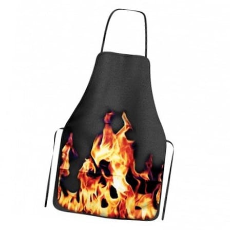 Fun Landscaping Fun Landscaping FL119BBQA Barbecue Apron Black with Flames; Black FL119BBQA